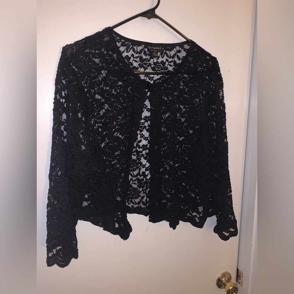 Women’s see-through, lace one button cardigan